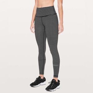 Lululemon Wunder Under High-Rise Luxtreme 28” Black White Stripe Leggings Size 4